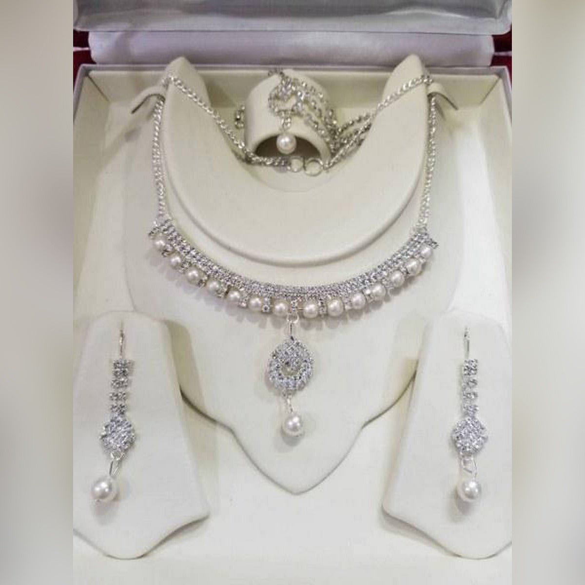 Silver Crystal Rhinestone Jewellery Set For Women Fashion